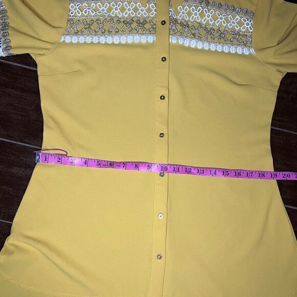 Park Macca mustard fitted Longsleeved blouse sz 46(12) - Picture 4 of 7
